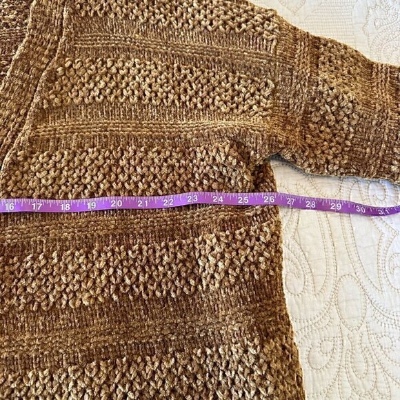 SUPER SOFT nubby buttery chenille gold cardigan - academia librarian teacher XL - Picture 7 of 10